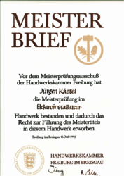 Meisterbrief Jürgen Kästel