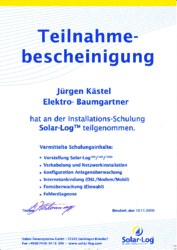 Teilnahmebescheinigung Solar-Log Jürgen Kästel