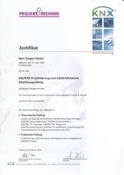 Zertifikat für KNX Jürgen Kästel
